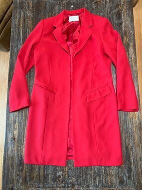 Hugo Buscati Vibrant Red Tailored Long Blazer.